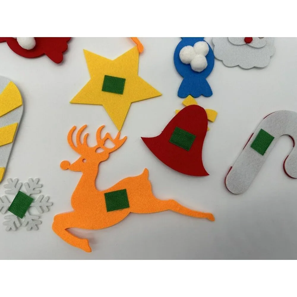 Christmas Tree Decoration Felt Fabric Wall Hook And Loop Ornament Family Kid Fun